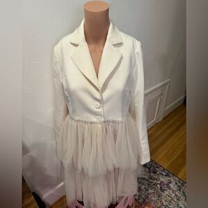 Elegant White Tulle Blazer by Akira